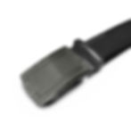 Sharp angled close-up of the precision autolock buckle detail on Aakarshini dual tone formal vegan leather belt