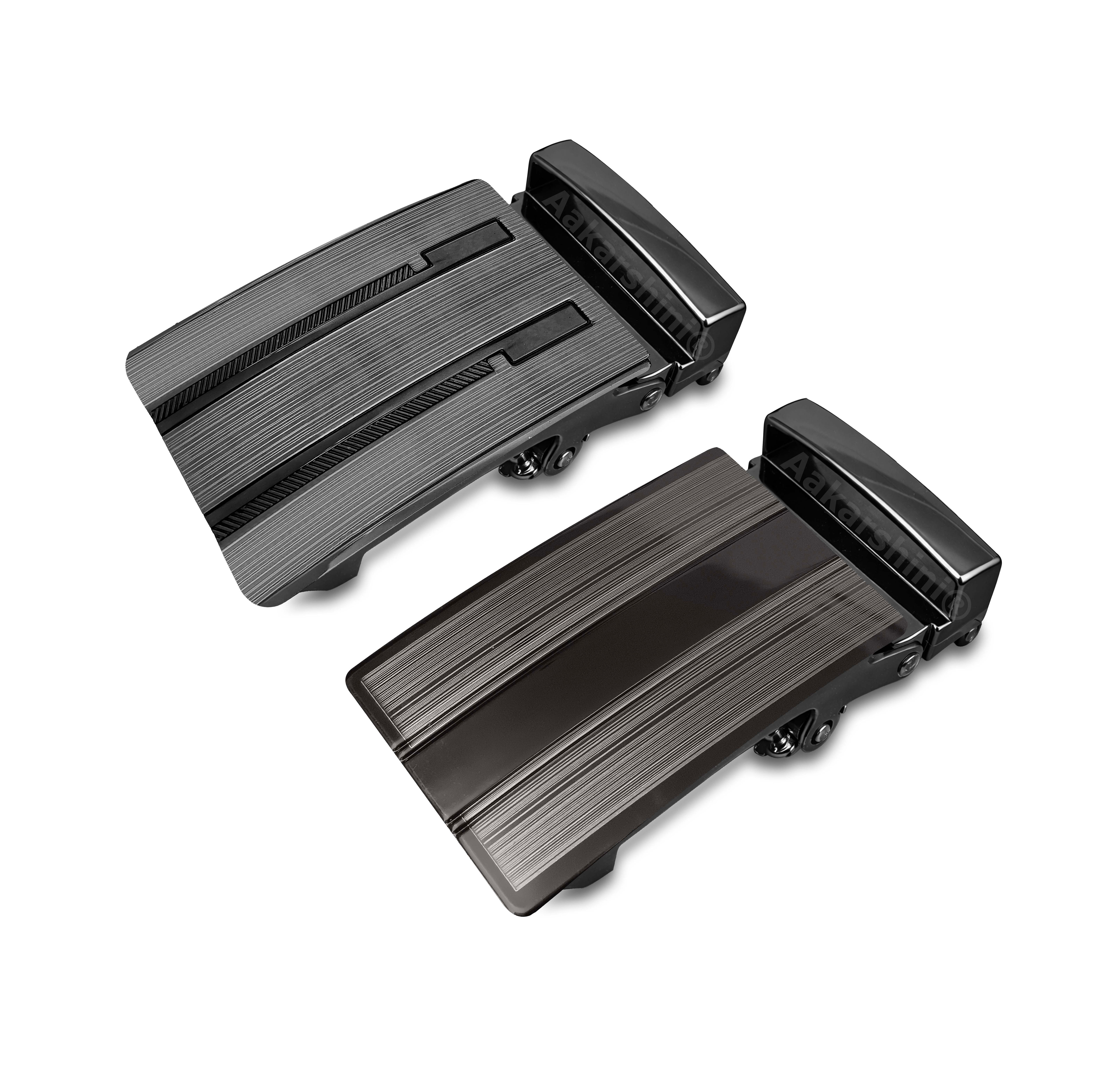 Aakarshini pack of 2 grey autolock only buckle men formal both left facing