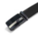 Micro precision angled frame locking focus onto the snap lock buckle hardware of Aakarshini twin tone vegan leather work belt