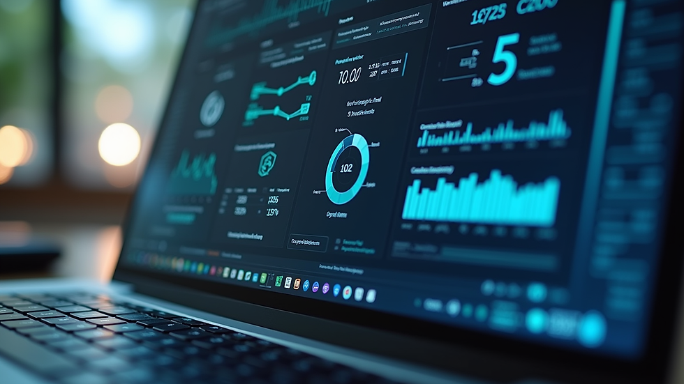 Close-up view of a laptop screen showing cybersecurity software dashboard