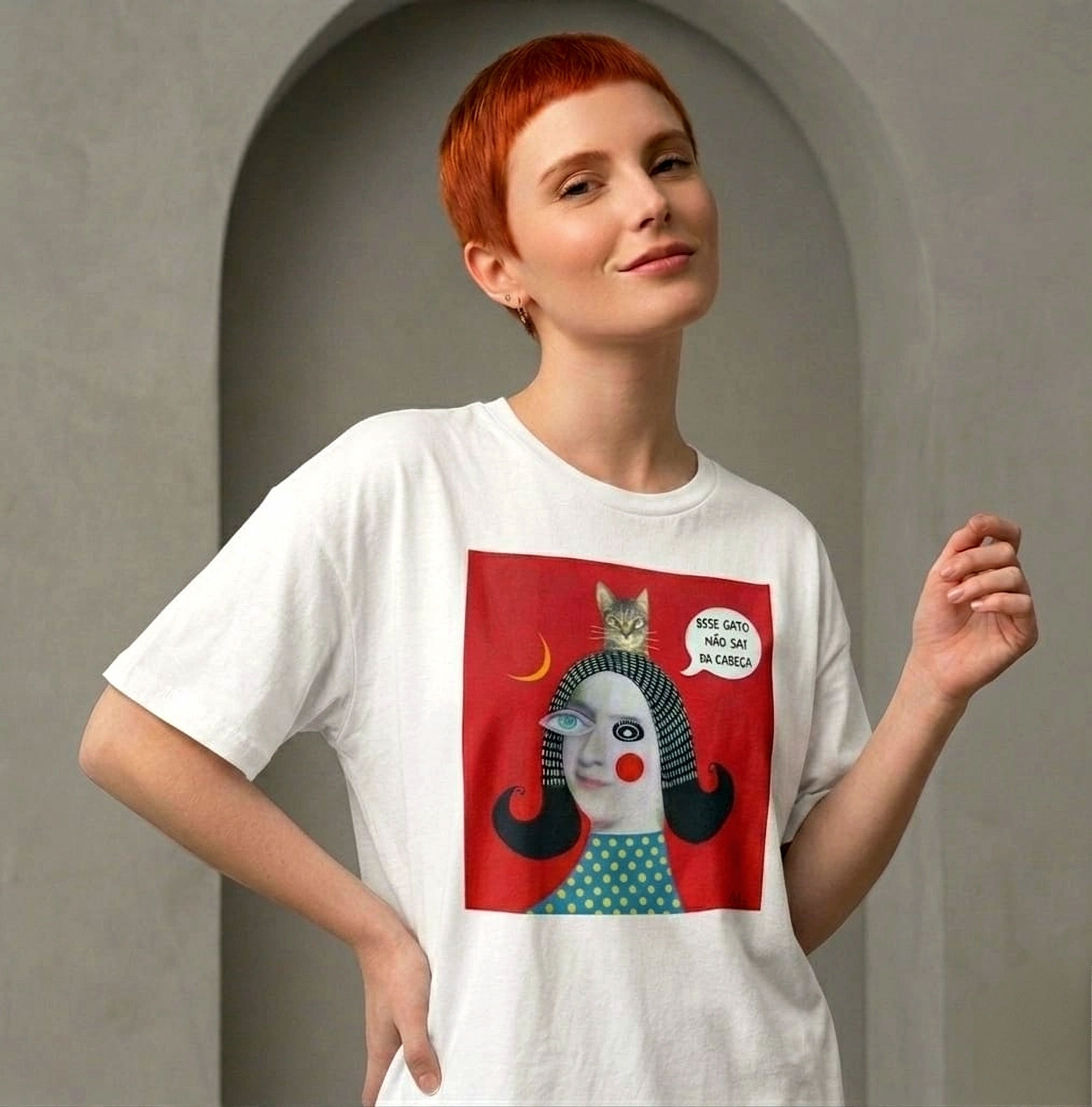 Camiseta Face Miau - Branca