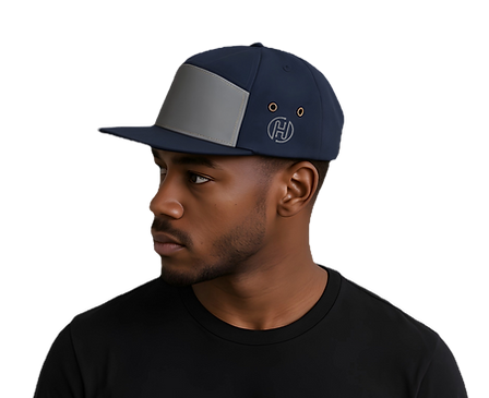 Male and female model wearing hats