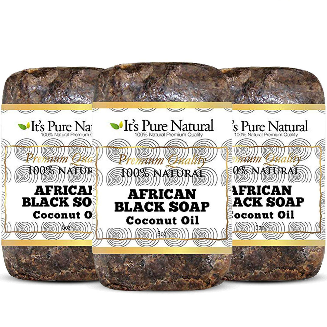 It's Pure Natural African Black Soap Bars with Coconut Oil 5 Oz.,Pack of 6