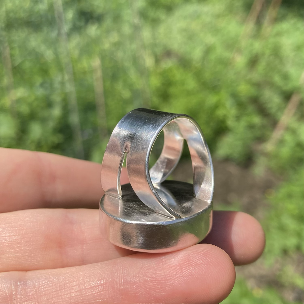 Thumbnail: Scallop Shell Ring with Sea Pottery and Sea Glass, Size 8