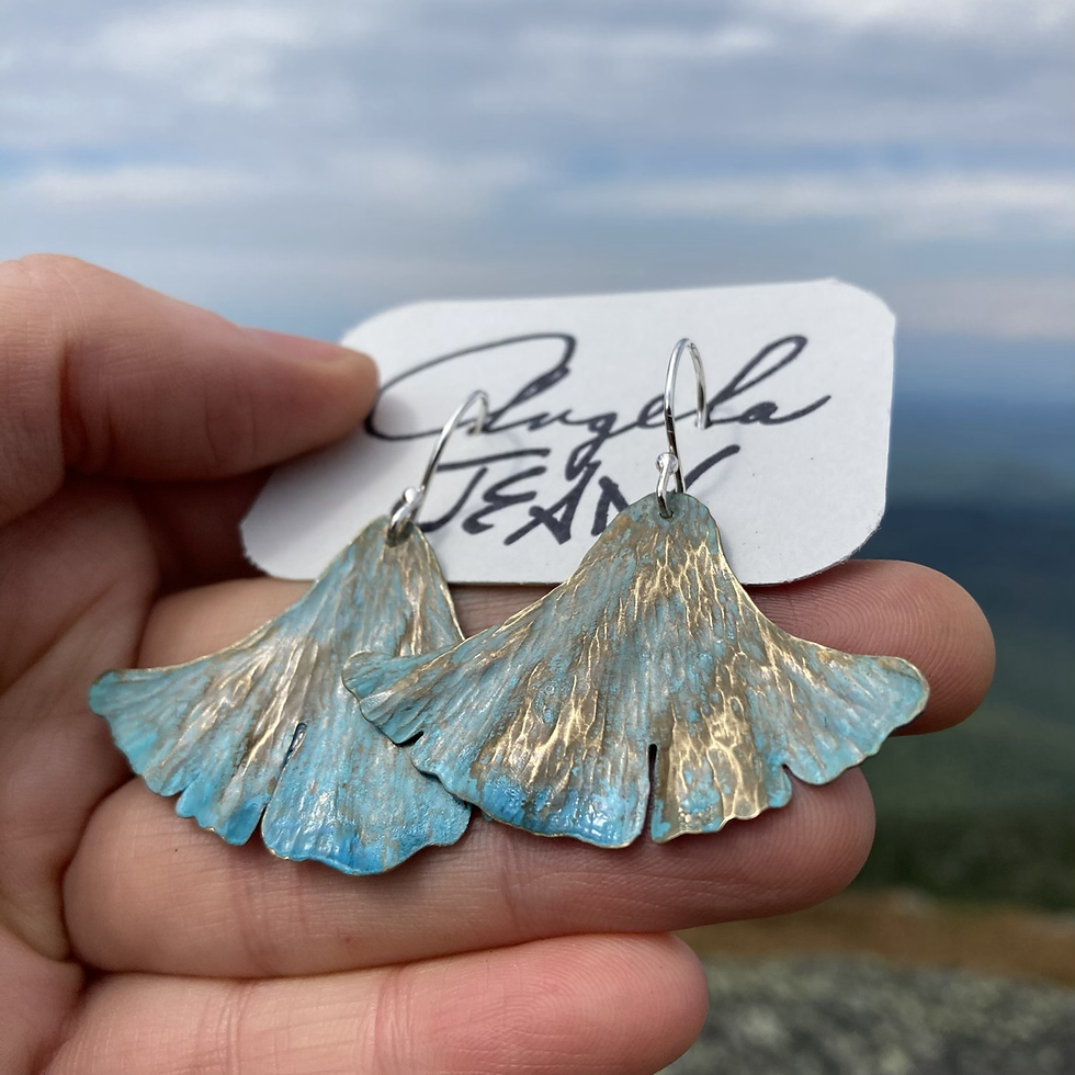 Thumbnail: Verdigris Ginkgo Leaf Earrings