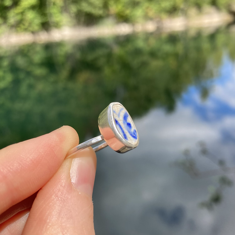Thumbnail: Sea Pottery Ring, Size 7