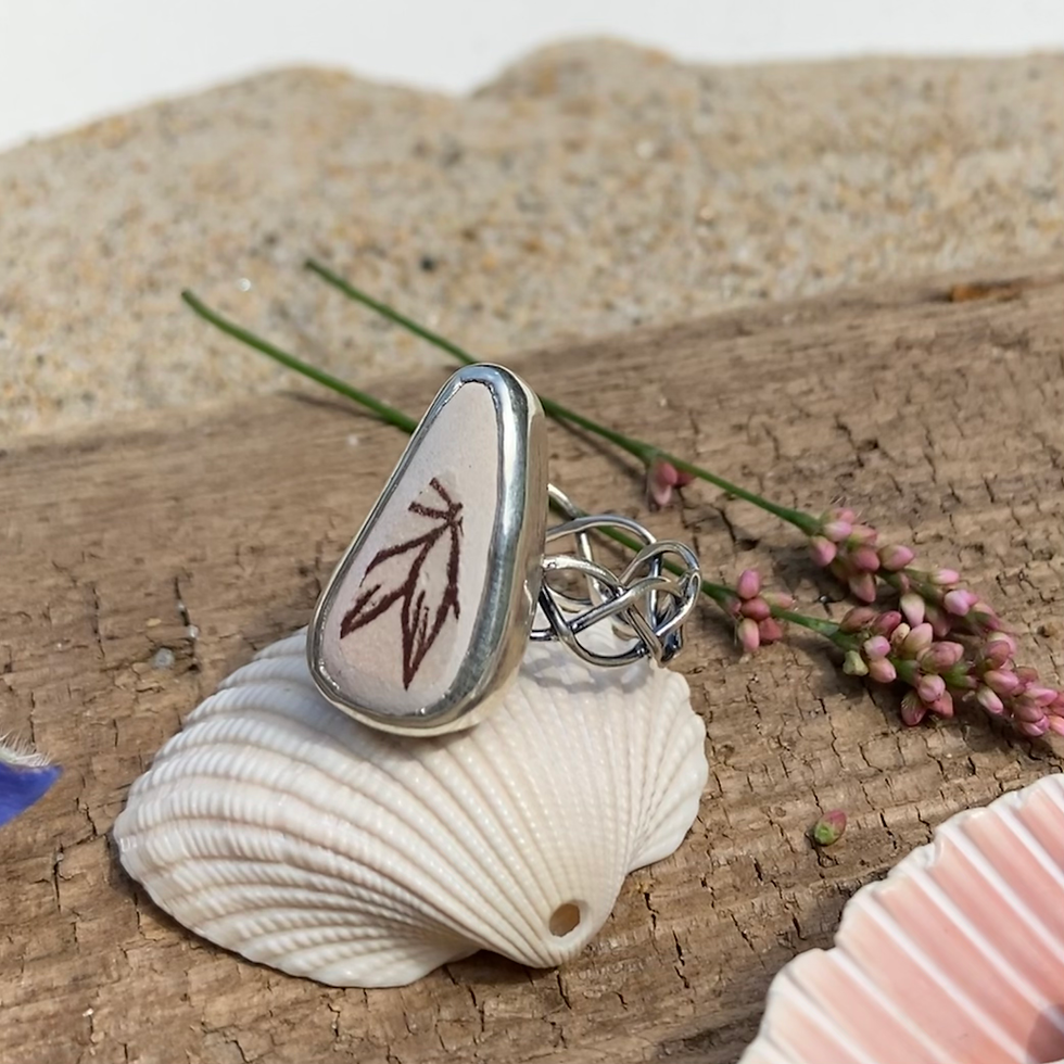 Thumbnail: Sea Pottery Ring, Size 7