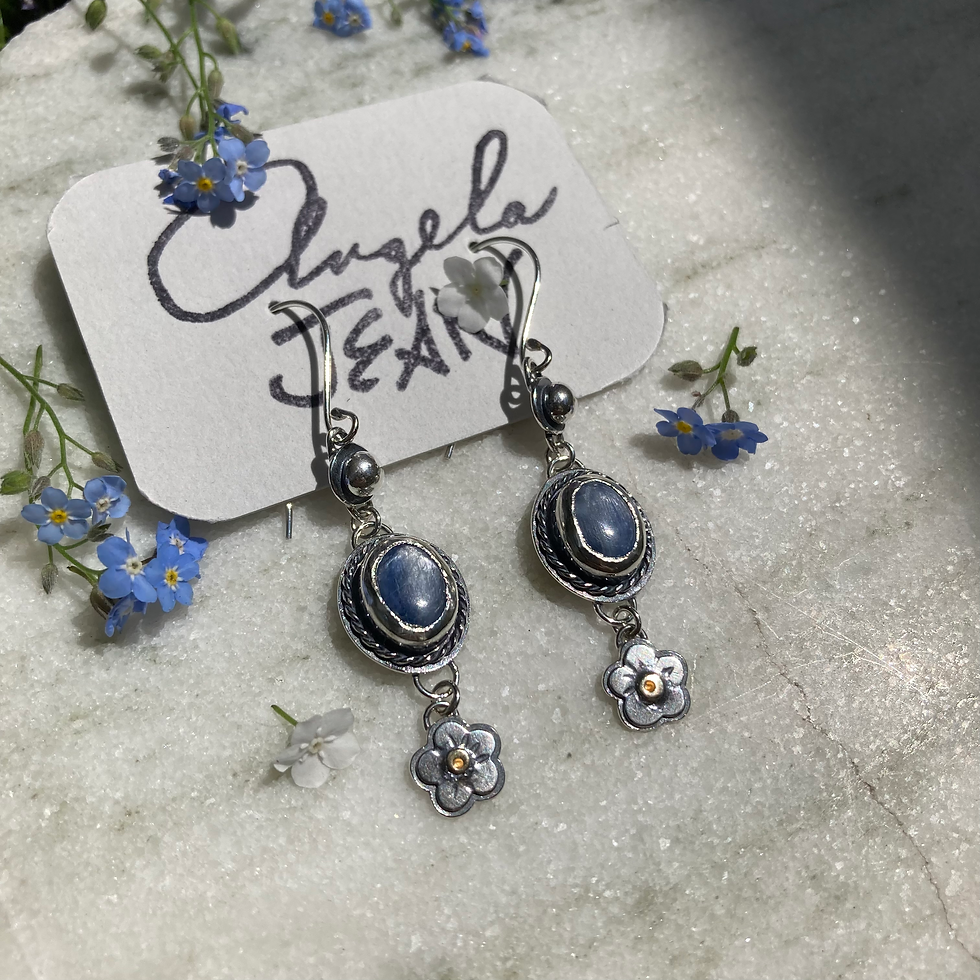 Thumbnail: Forget-Me-Not and Kyanite Earrings 
