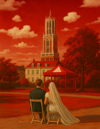 Painting married couple sitting 2