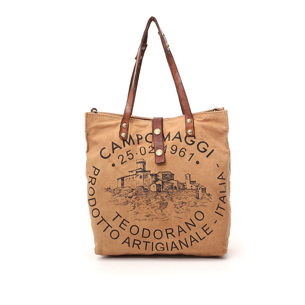 Campomaggi SHOPPER C025971ND_X1634 SHOPPING MANICI LUNGHI COTTON+NATURALE+ST.TEO