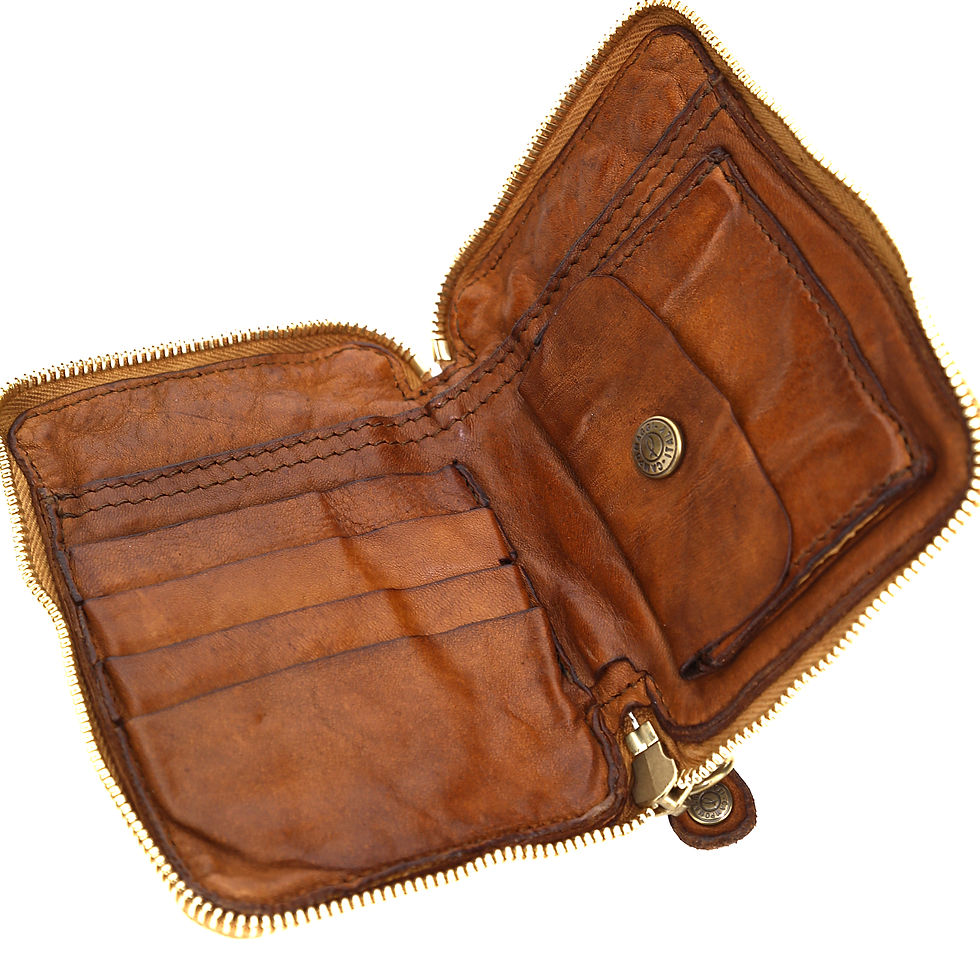 Miniaturbild: Campomaggi Wallet Geldbörse  Leder mit Nieten in Cognac