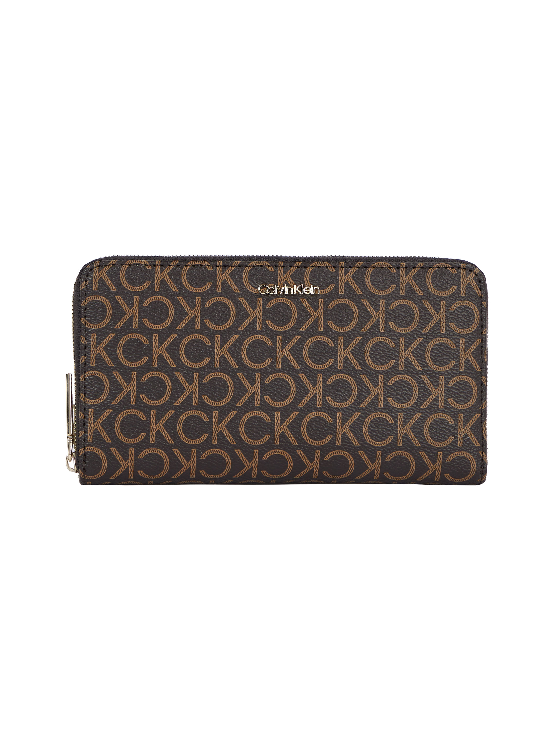 CALVIN KLEIN GELDBOERSE WALLET IN MONOGRAM BRAUN