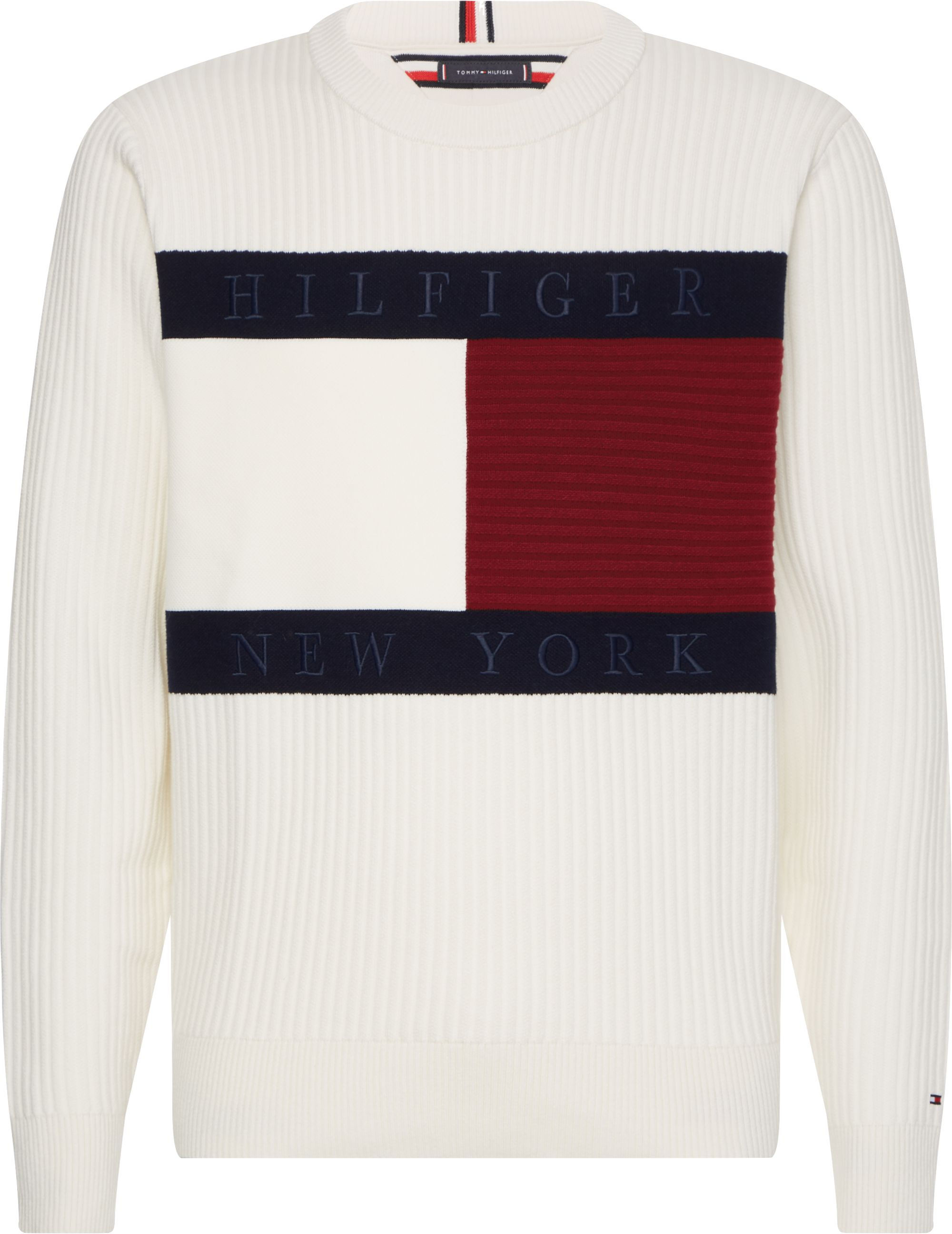 TOMMY HILFIGER STRUCTURE FLAG CREW PULLOVER