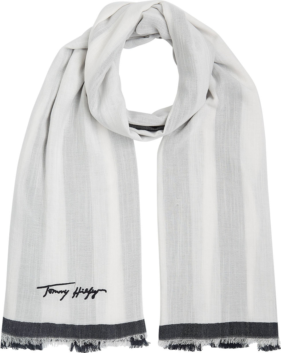 TOMMY HILFIGER AW0AW100670GY NEW LINEN SLUB SCARF GRAU / BLACK