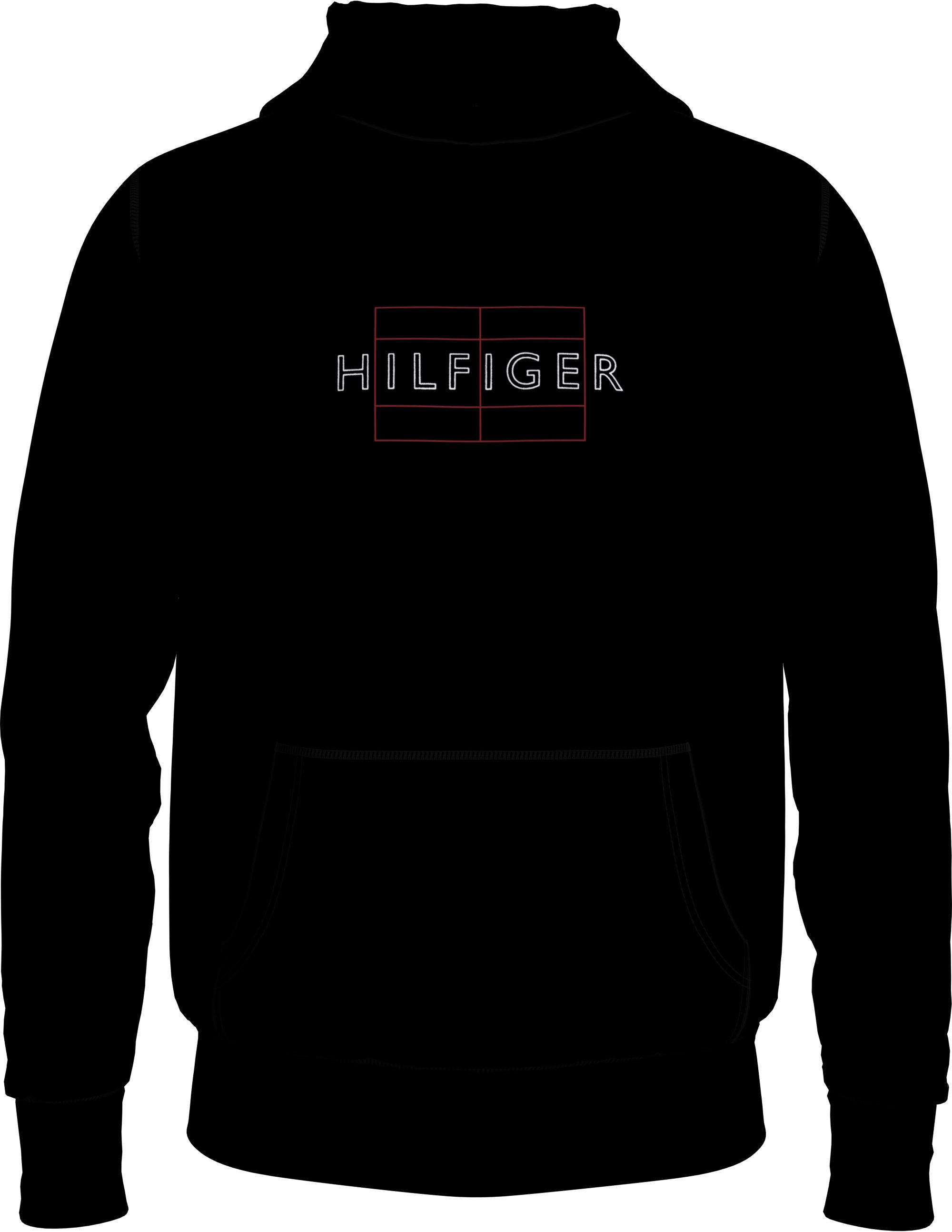 TOMMY HILFIGER LINEAR FLAG HOODY LS IN BLACK
