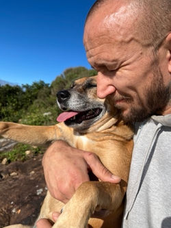 Happy man and dog
