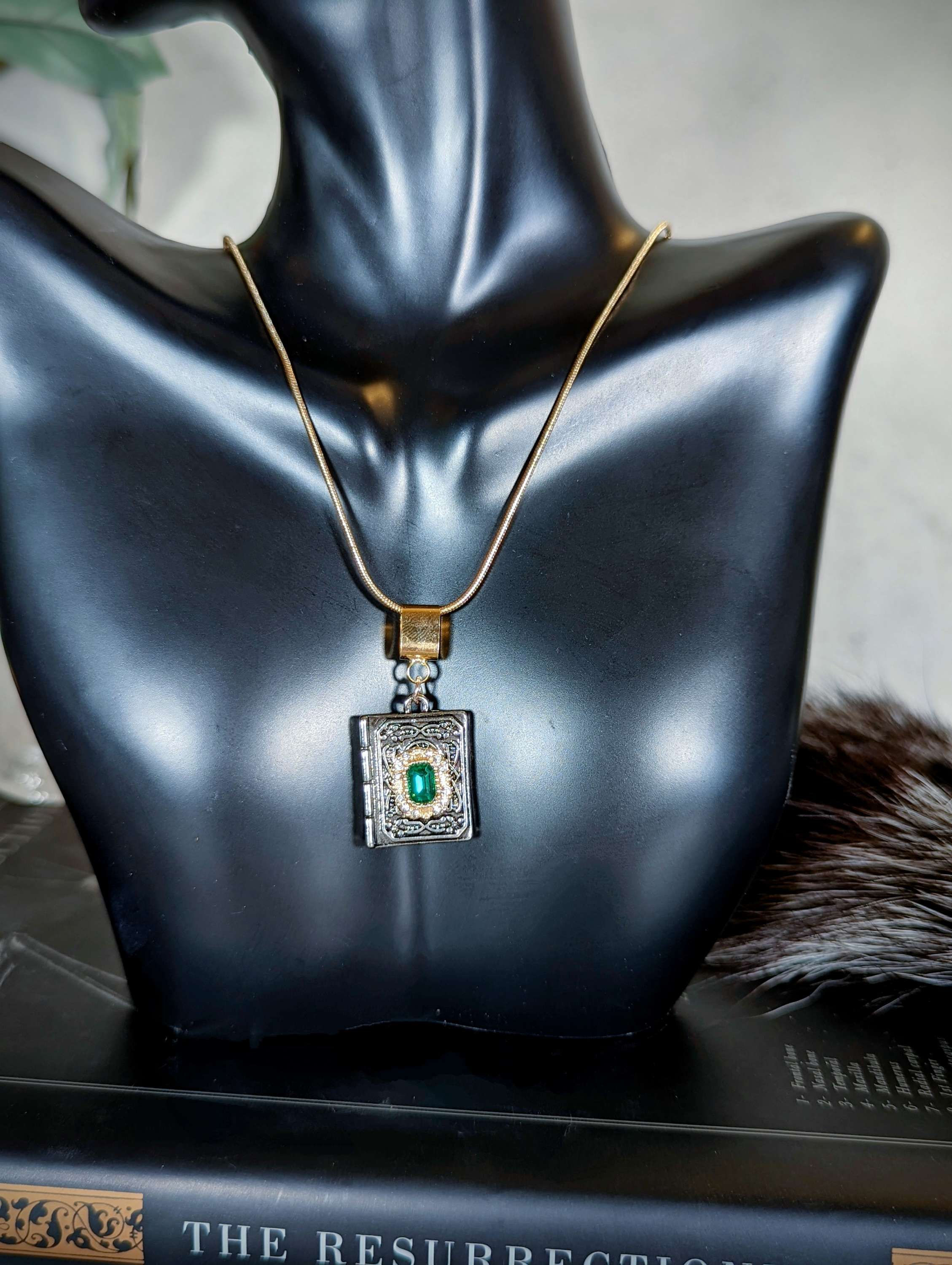 Spell Book Necklace-Gold