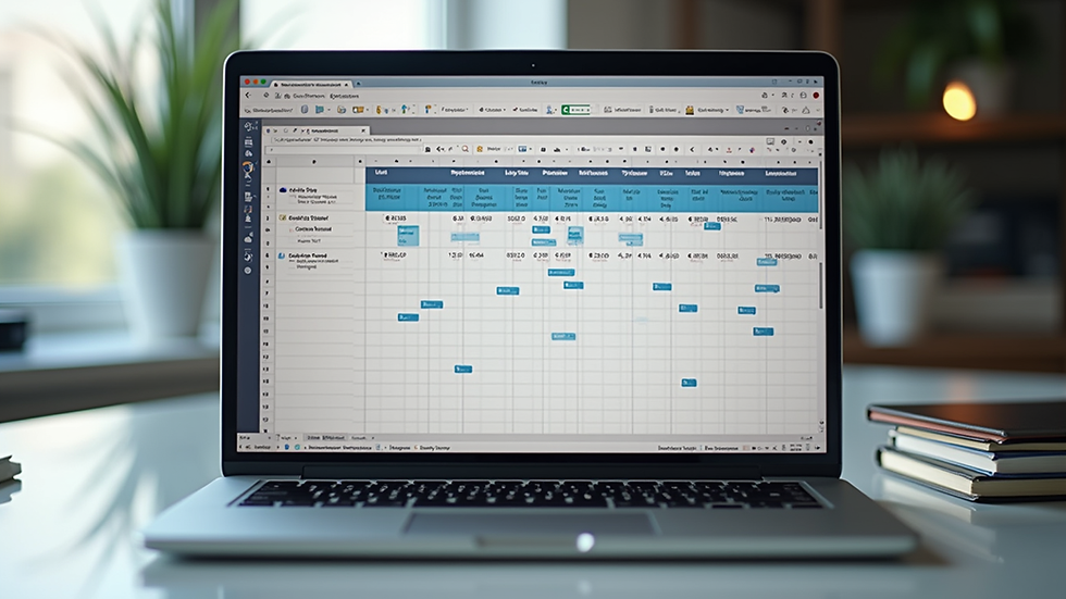 Eye-level view of a laptop screen showing a group travel planning spreadsheet