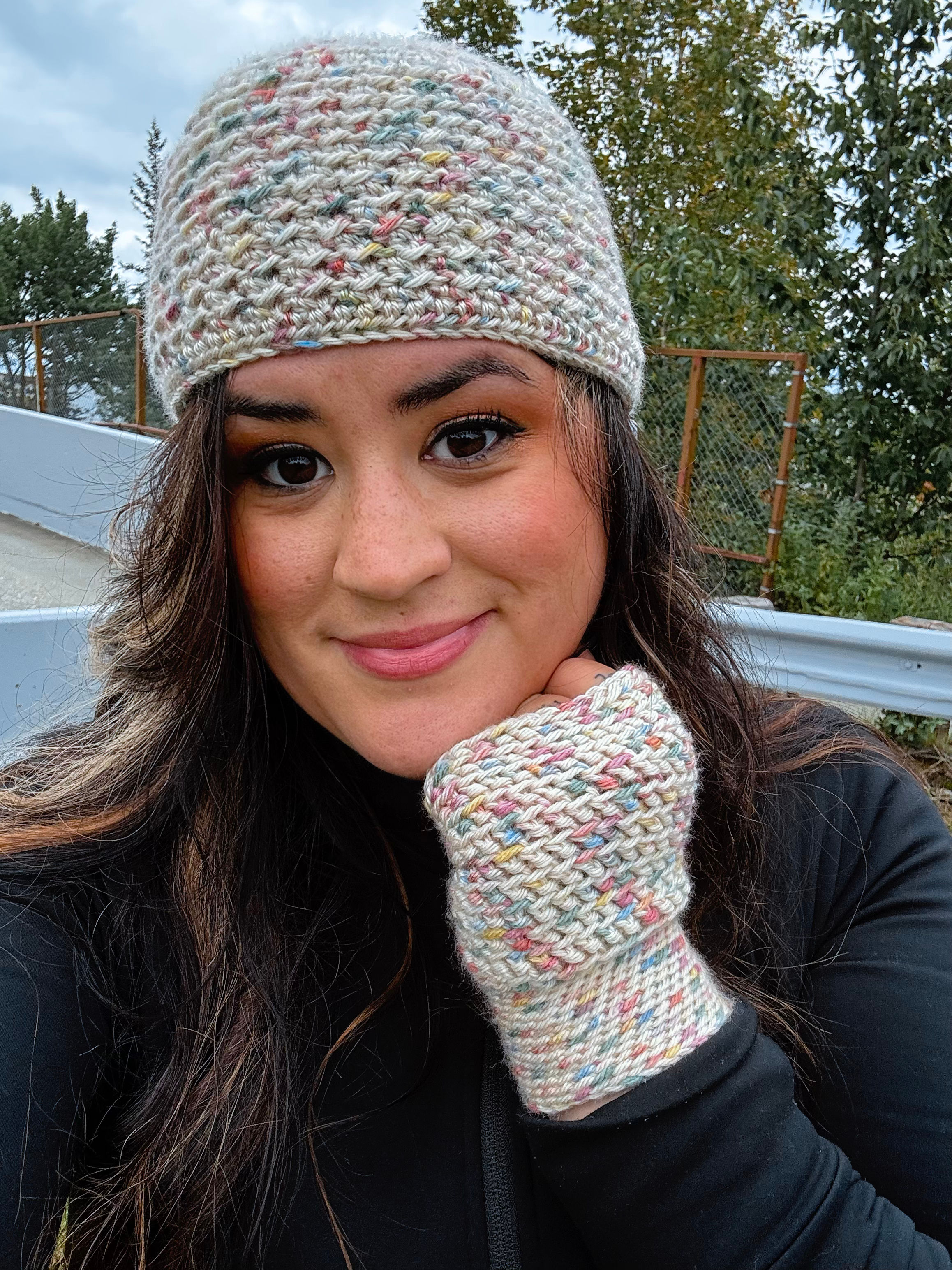 Vintage Soft Beanie and Fingerless Glove Combo