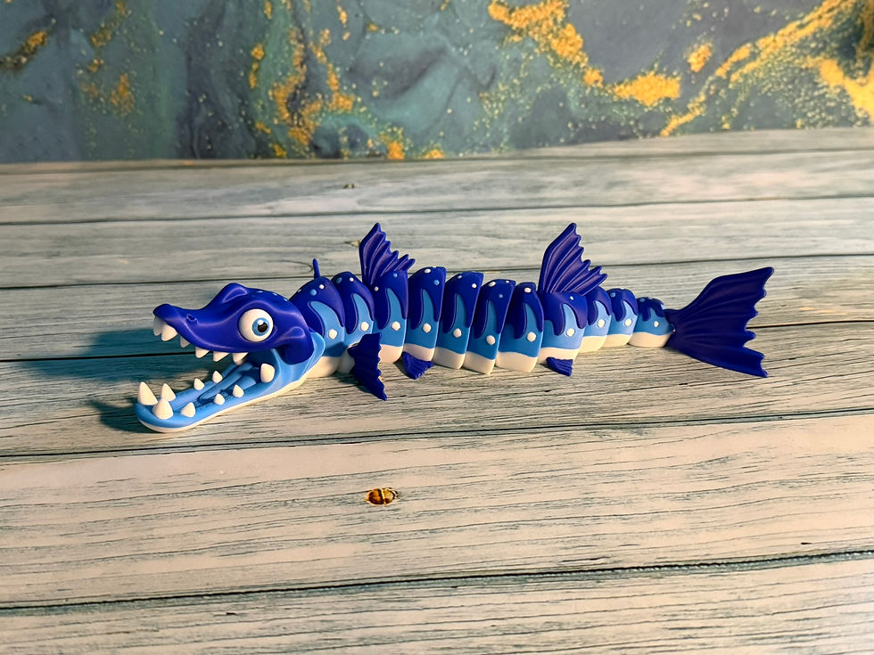 Thumbnail: Articulated barracuda 3D printed flexible fish ocean decor