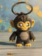 Thumbnail: Punch monkey keychain 3D printed mini orange monkey with big expressive eyes and keyring