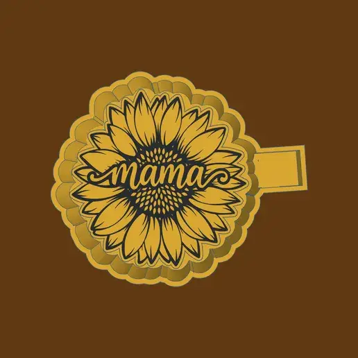 Thumbnail: Mama sunflower mold STL air freshener freshie design with floral pattern