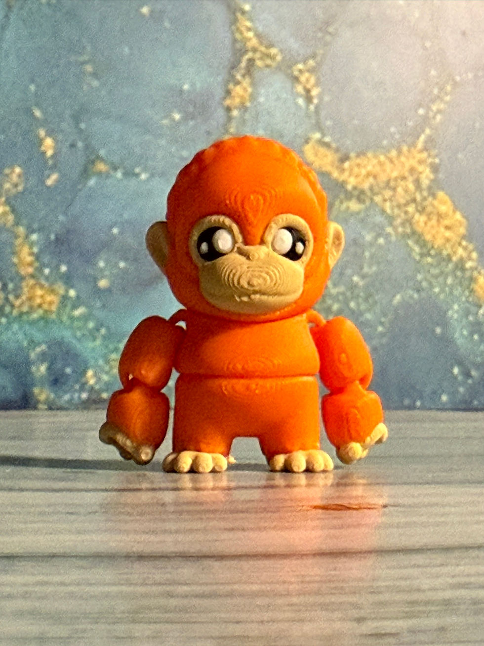 Thumbnail: Orange 3D printed monkey figurine Punch mini animal decor cute collectible