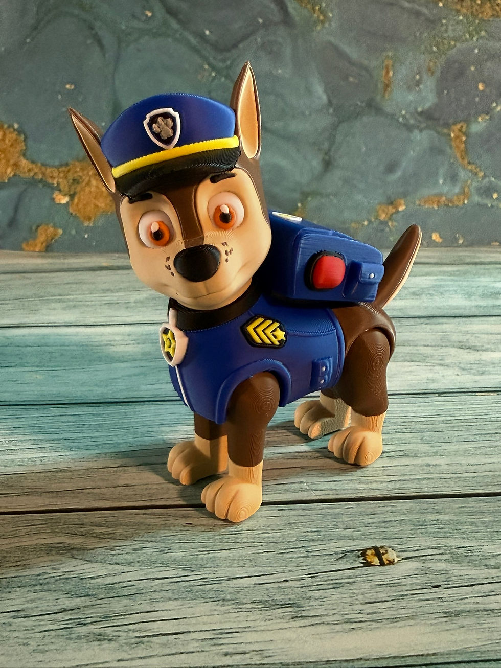 Thumbnail: 3D printed Patrol Pup figure wearing a blue rescue uniform and cap
