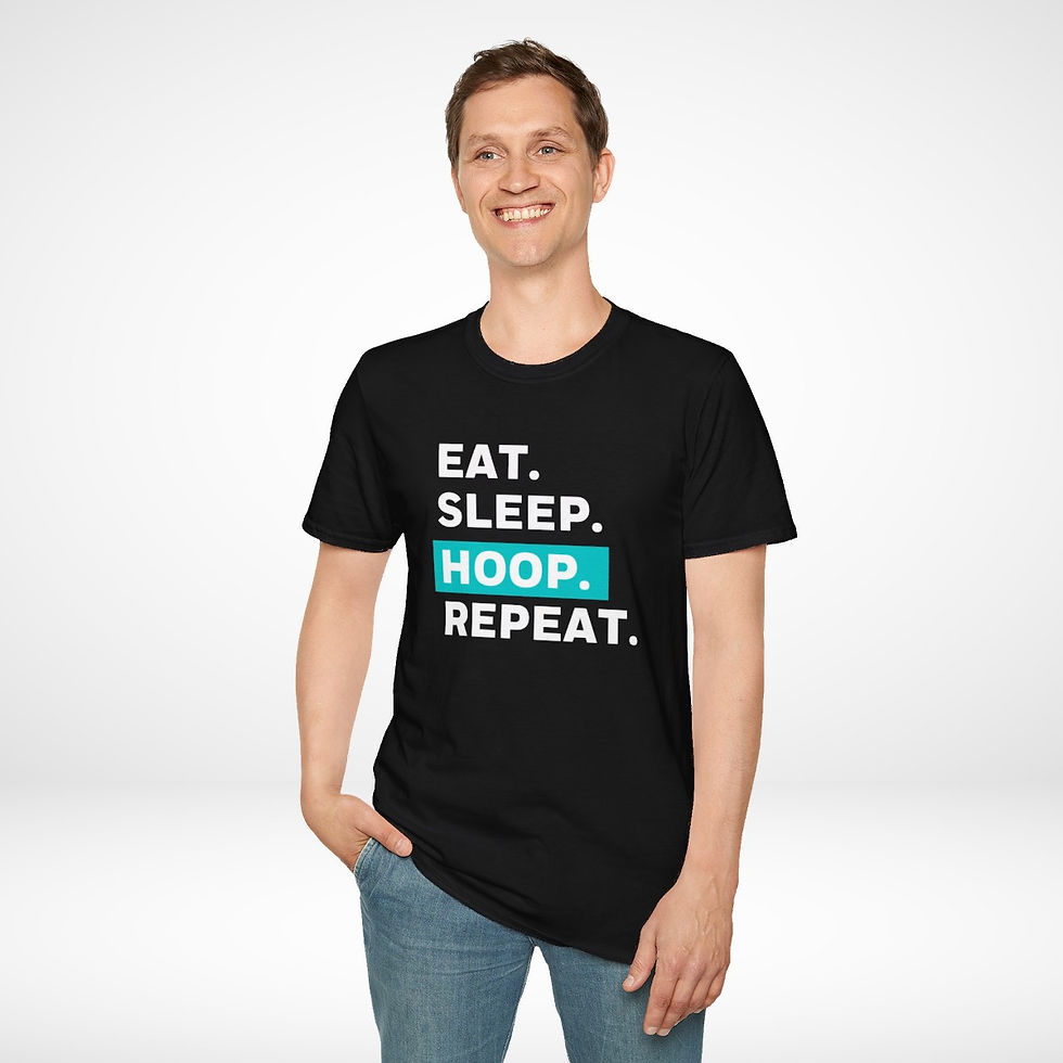 Adult | Eat. Sleep. Hoop. Repeat. | Unisex Softstyle Short Sleeve T-Shirt