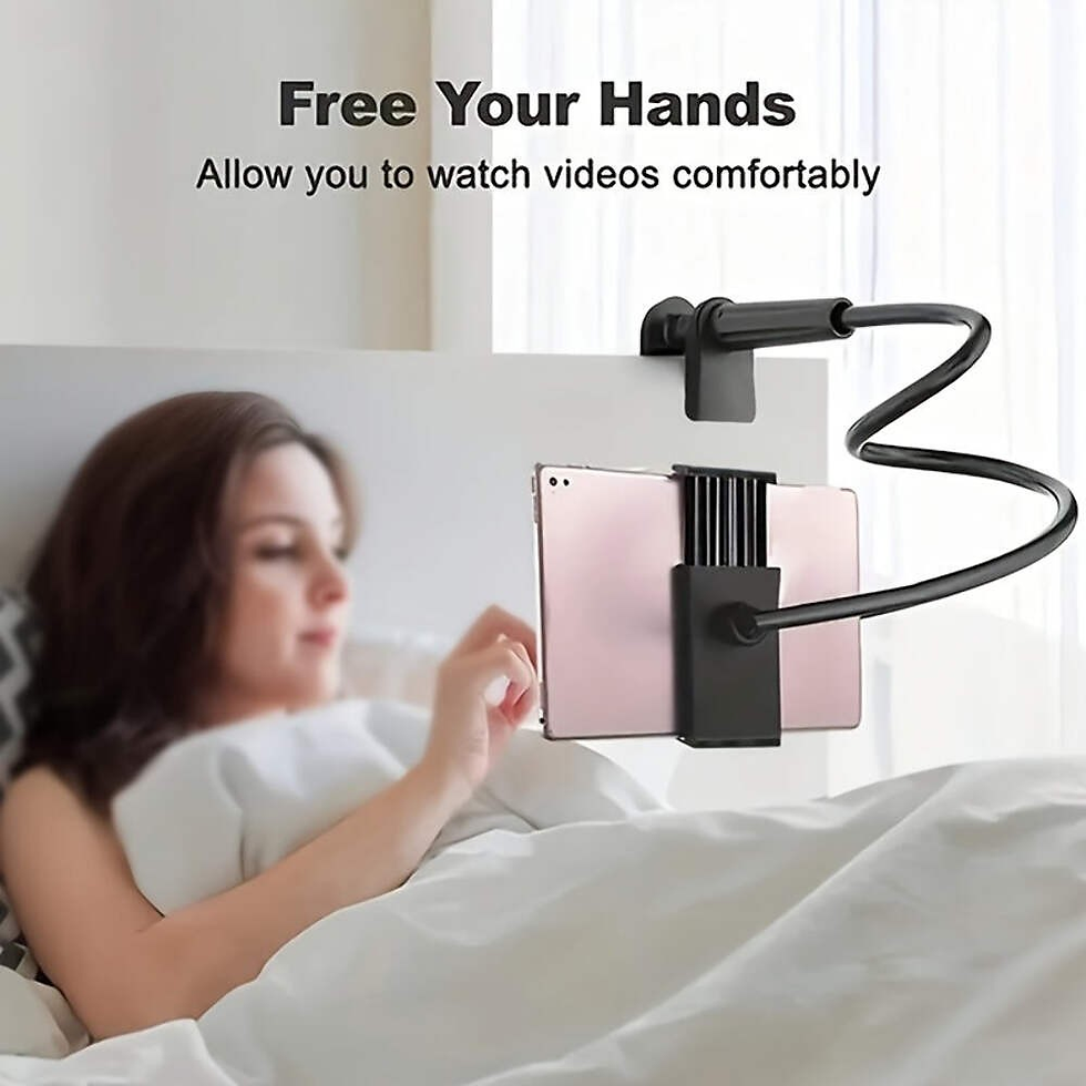 Thumbnail: Rotating Lazy Stand for Phone & Tablet - Adjustable Spiral Base Bedside Holder M
