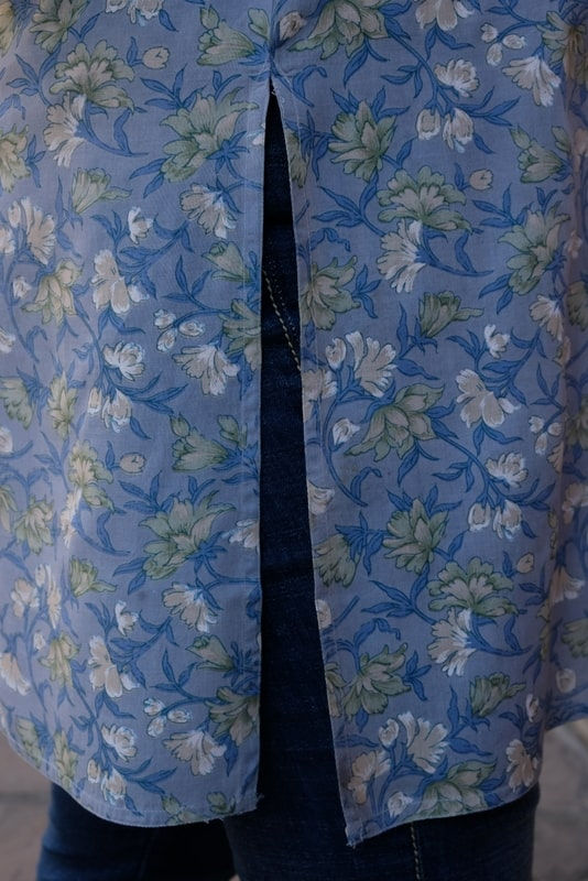 Thumbnail: Powder Blue Floral Short Kurta