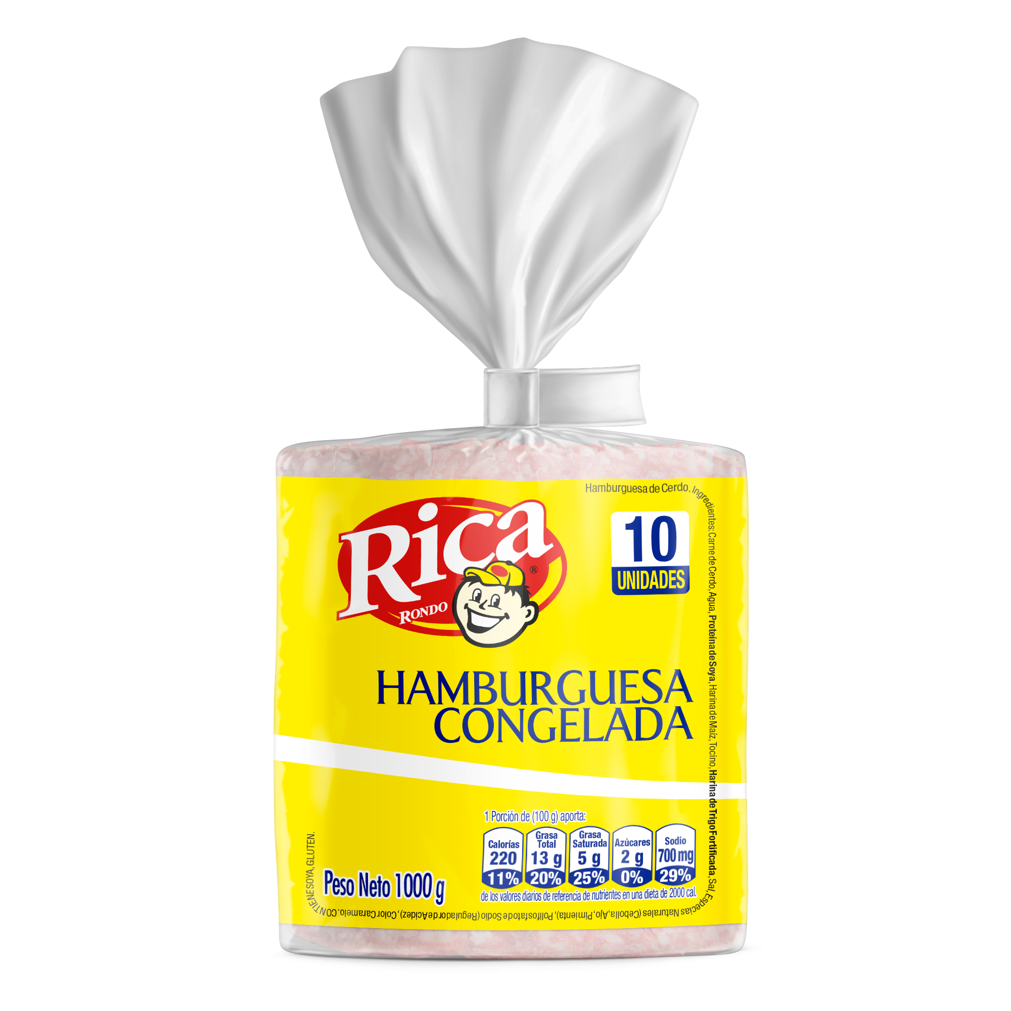 Hamburguesa Rica Congelada unidad 90 g