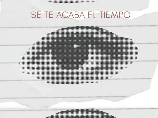 Arte por Coralis Cruz González. Tres ojos sobre papel con la frase "Se te acaba el tiempo".