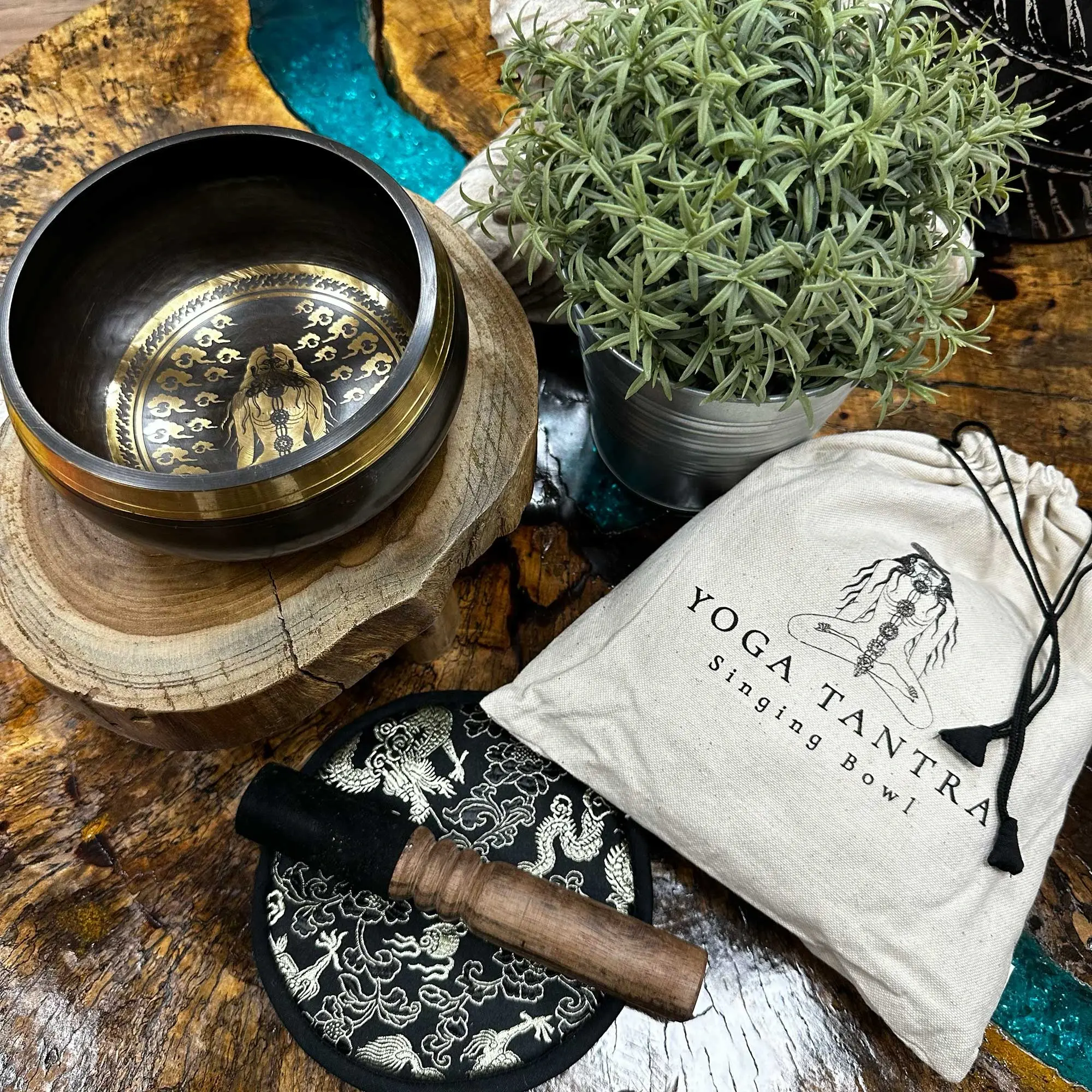 Product: Handcrafted Singing Bowl Gift Set, meditation,