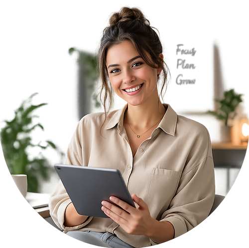 Bild einer jungen Frau mit Tablet