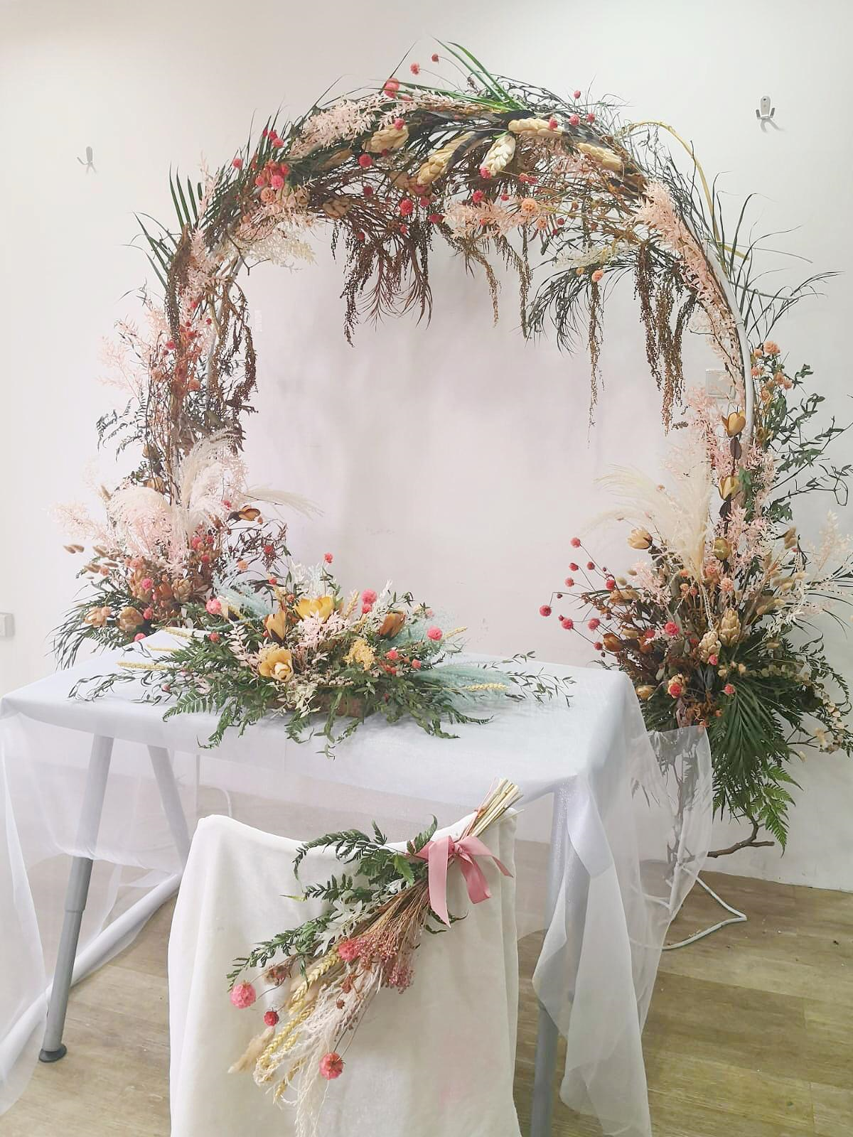 Dried floral arch
