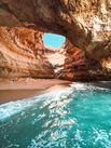 Benagil Cave, Algarve Portugal. Cave with a hole on the roof.