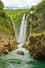 White water rafting under the Tamul Waterfall, Huasteca Potosina, México