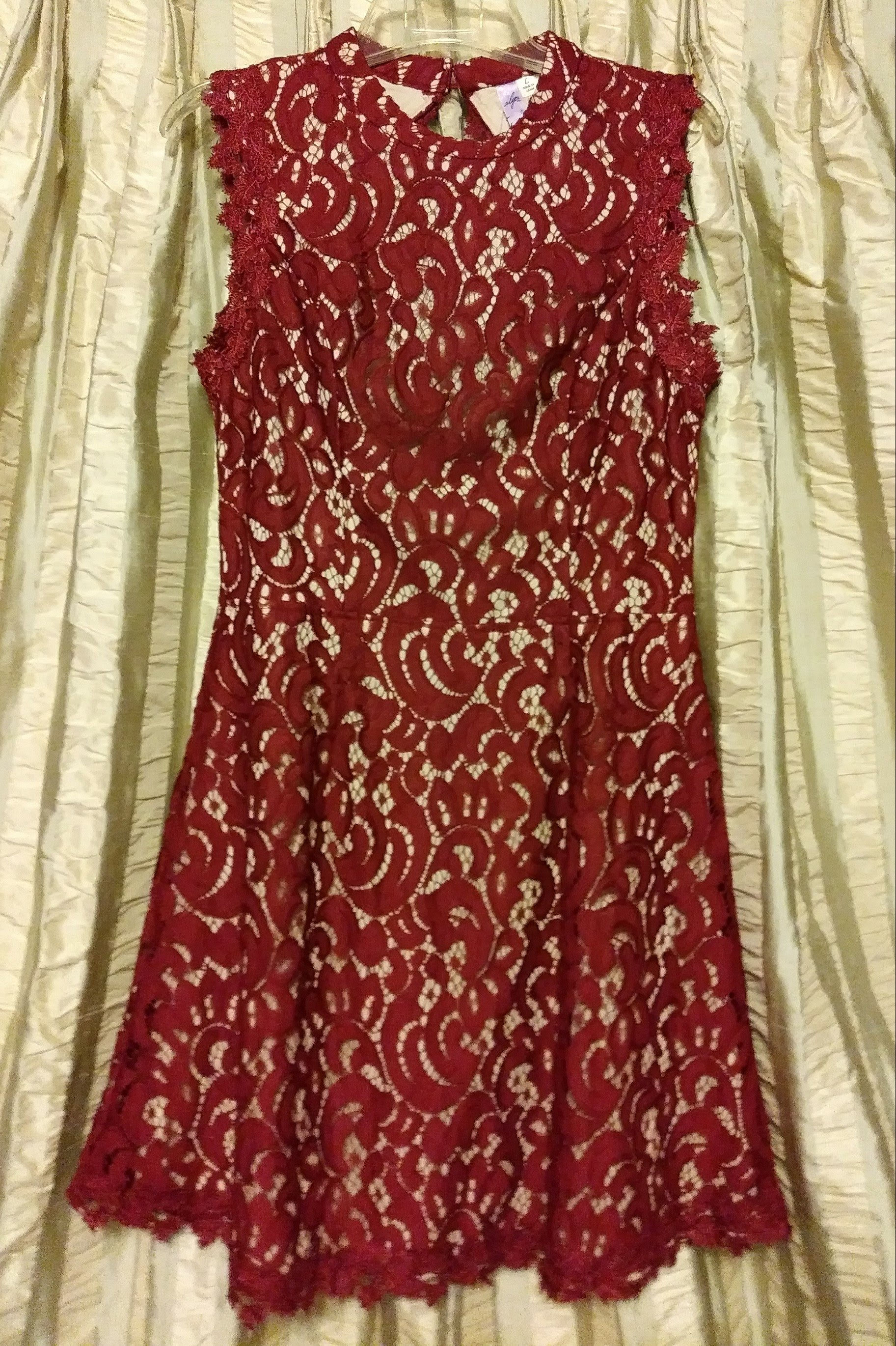 Francesca's Alya Burgundy Lace Dress - Size Large