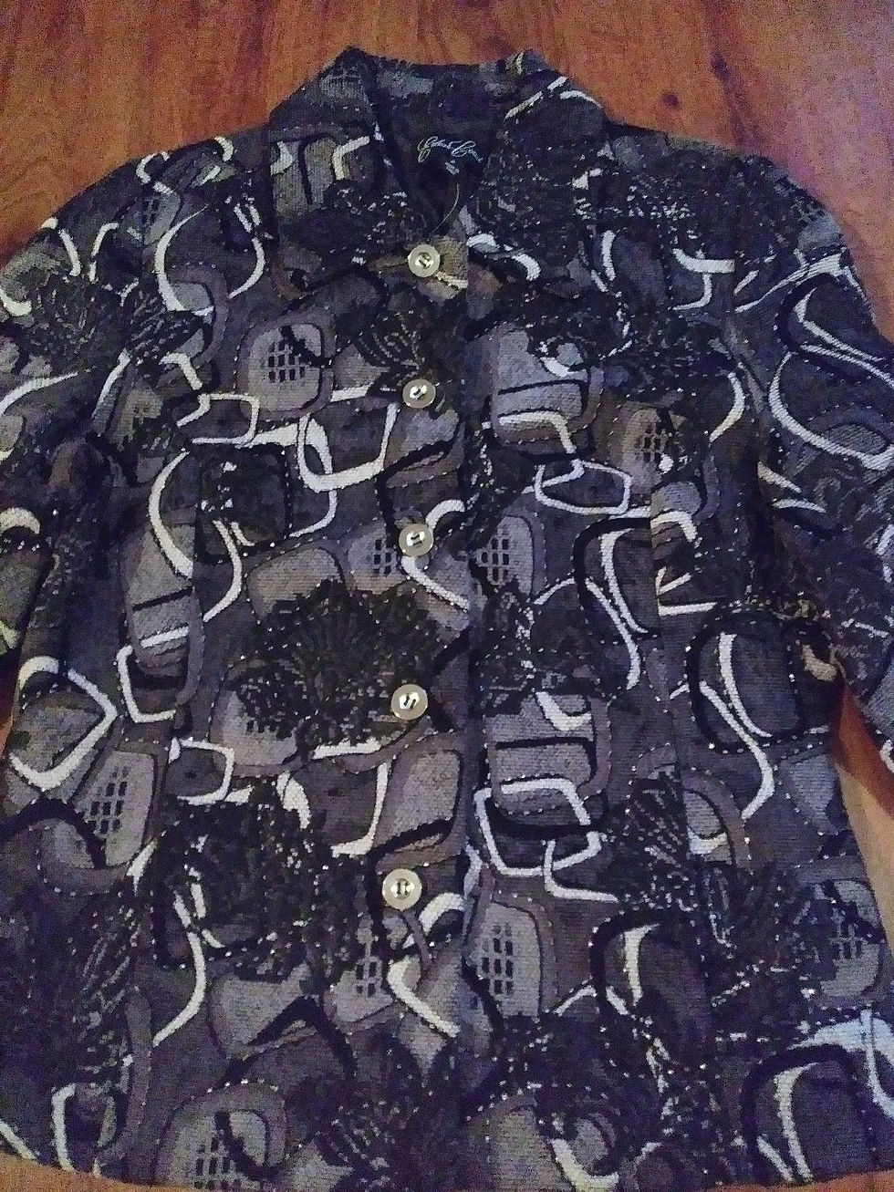 Thumbnail: Eden Court Gray Abstract Blazer - Size Small