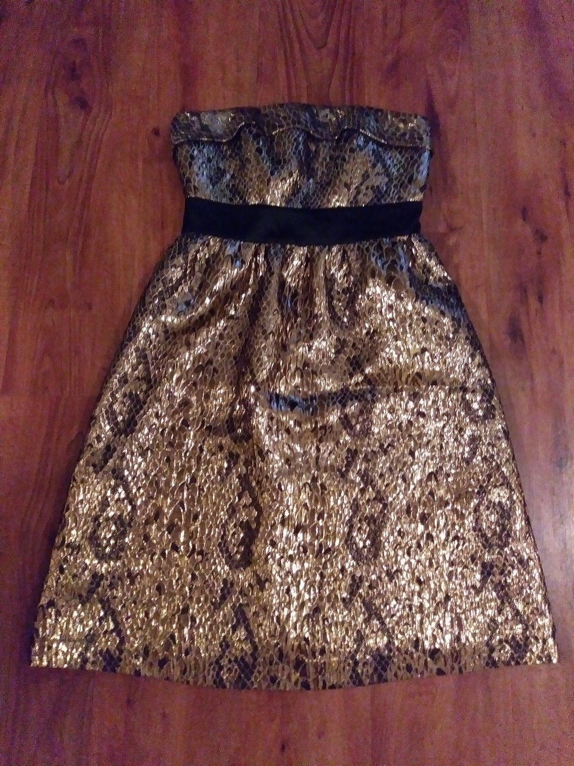 Gianni Bini Gold Metallic Strapless Dress - Size 0