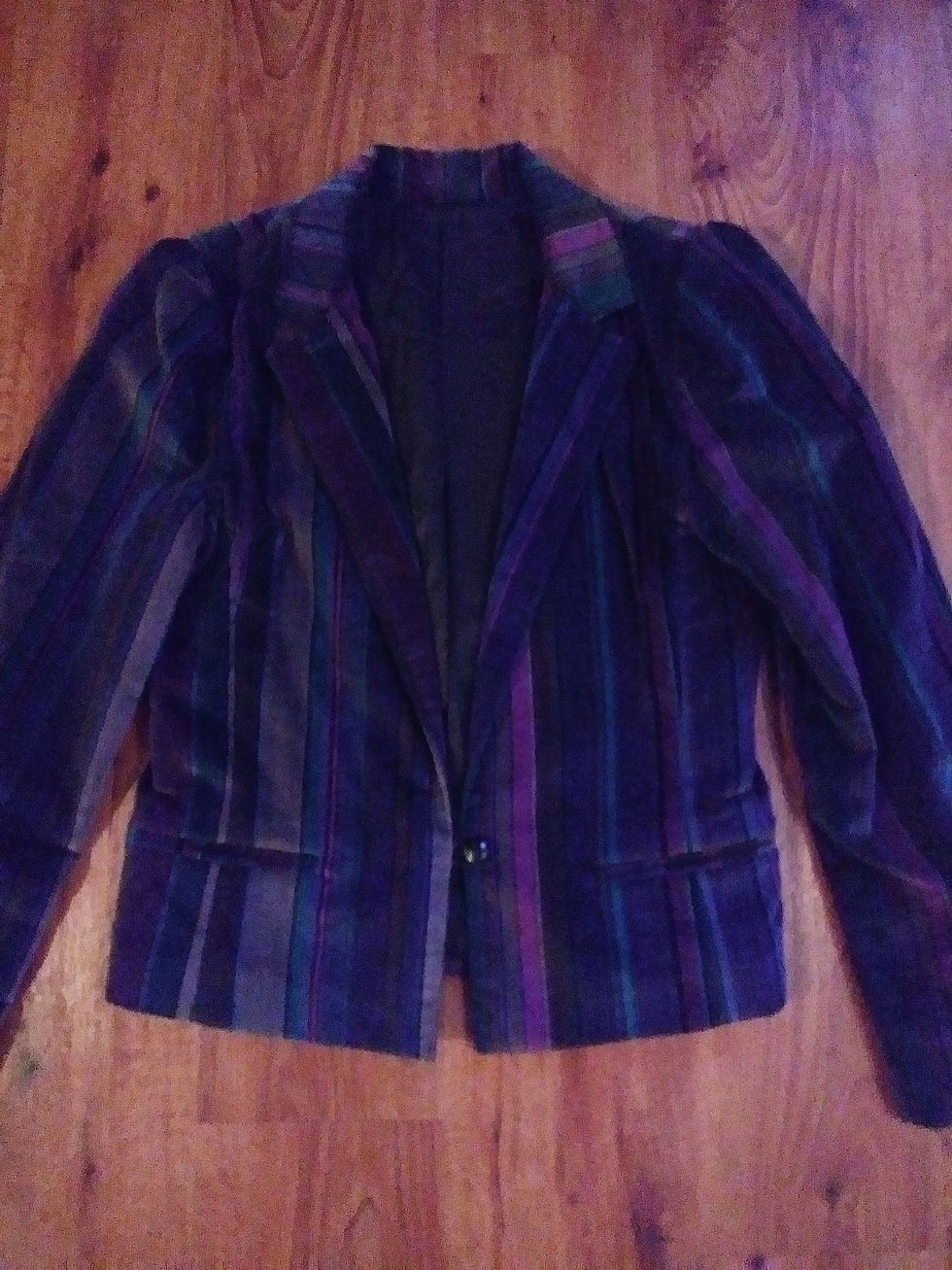 Thumbnail: Striped Velvet Blazer - Size 7