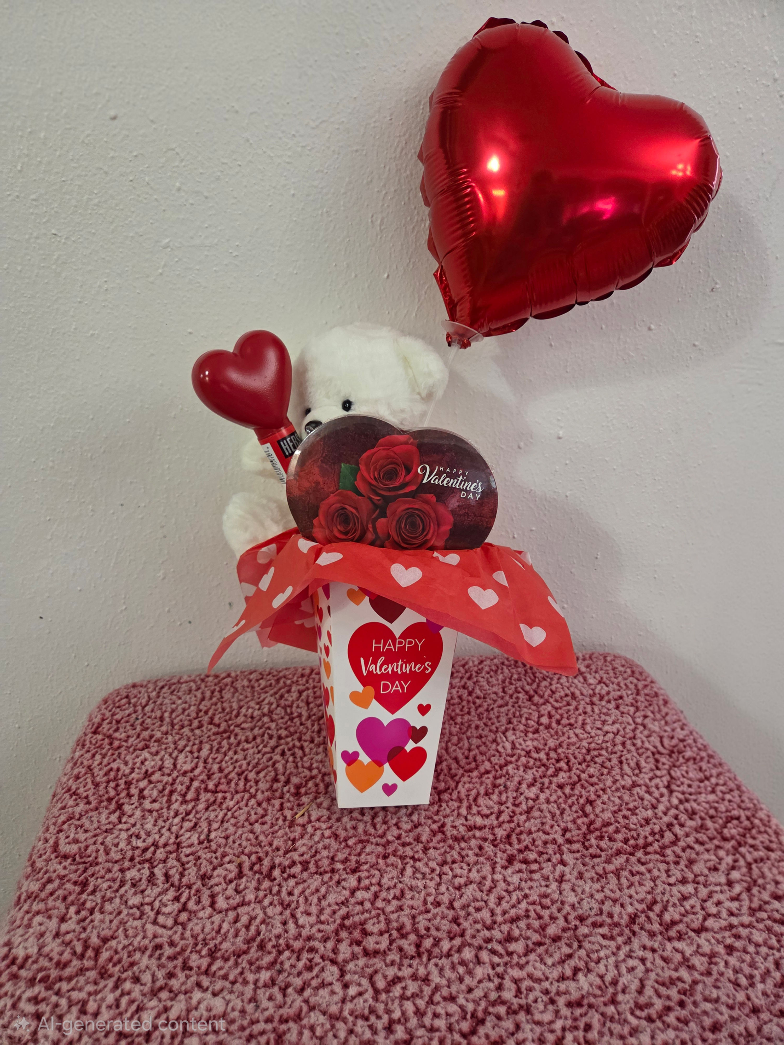 Plush Bear with Chocolate and Balloon