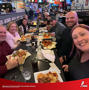 A family joining team trivia in II Brothers in Plano, Texas.