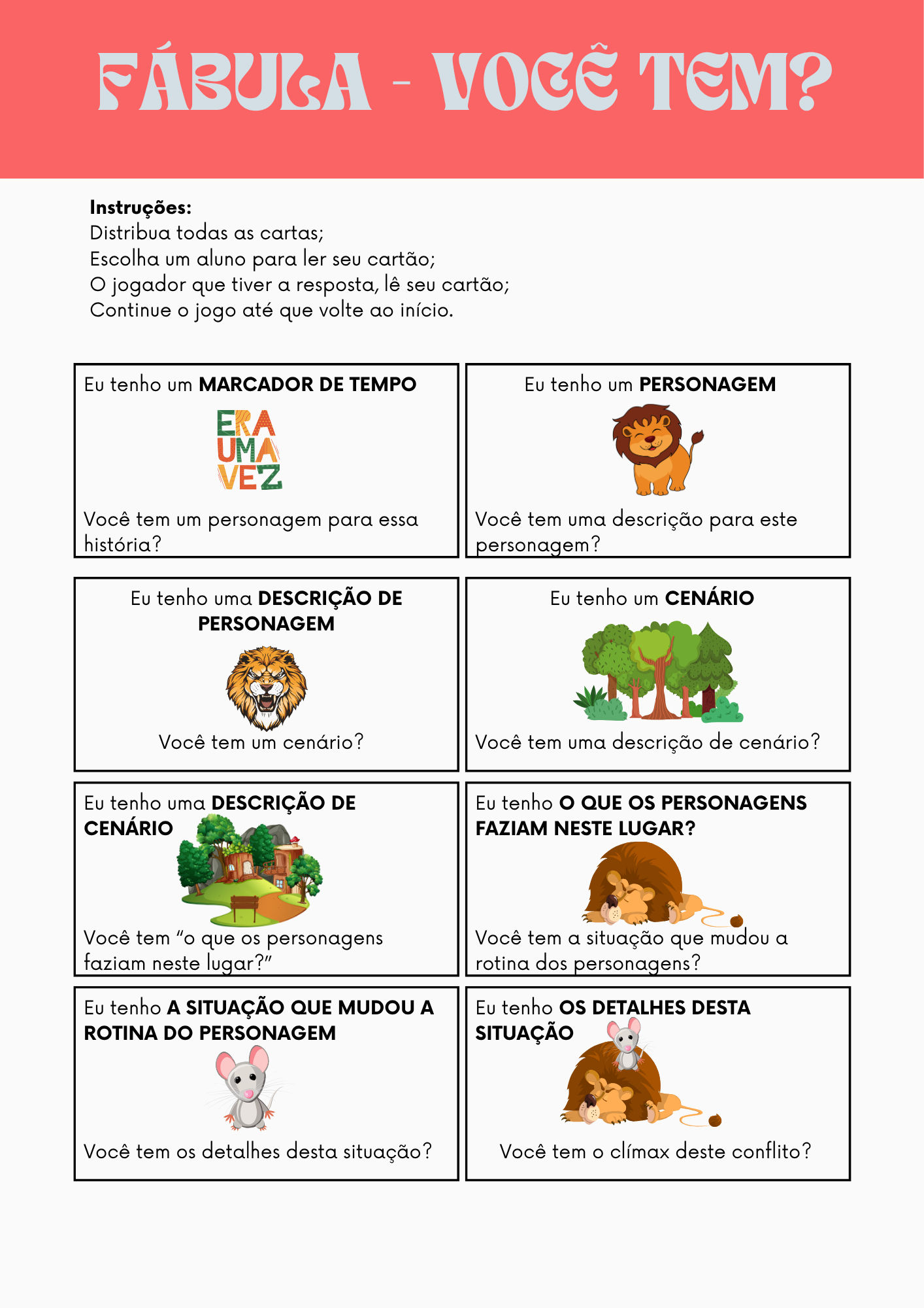 JOGO - FÁBULA, VOCÊ TEM?