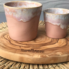 Olivewood rond met medium mok en kleine mok