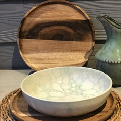 onderzetbord teakwood dia 26cm en Espuma pastabord 23cm