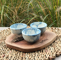 Olivewood plankje met 3 bowls (7cm)