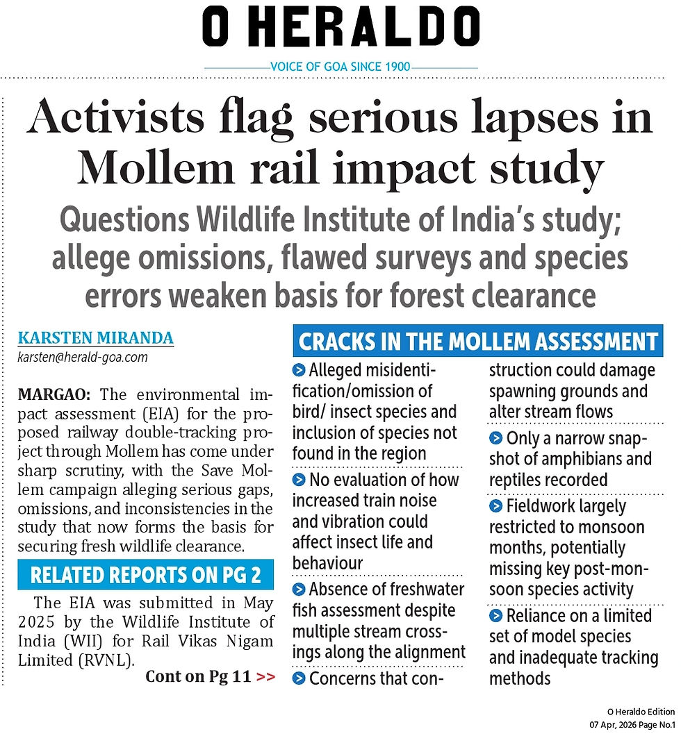 Activists flagging lapses in Mollem rail impact study_07 April 2026