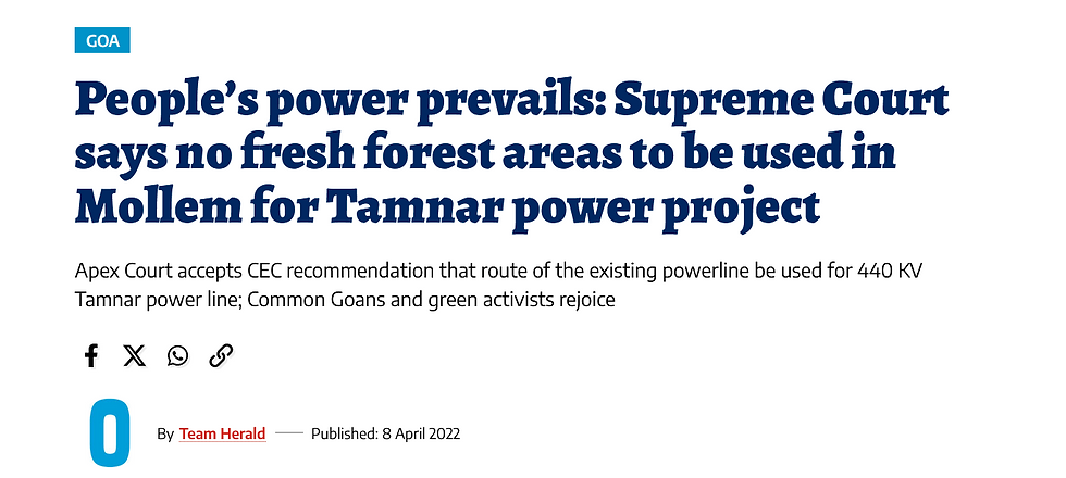 SC says no to new forest areas being used for Tanmar project_Herald_08 April 2022